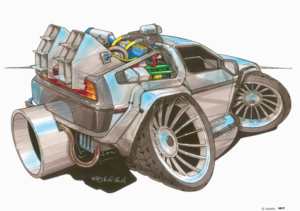 DeLorean Retour vers le futur - Caricature Auto Moto